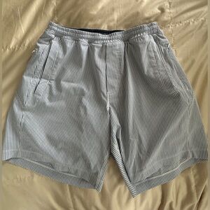 Birddogs Lined Gym Shorts - Navy Blue Seersucker